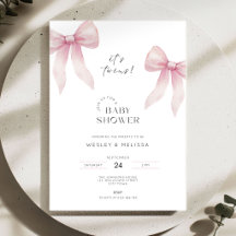 Convite de Chá de Bebê Gêmeas Rosa Meninas