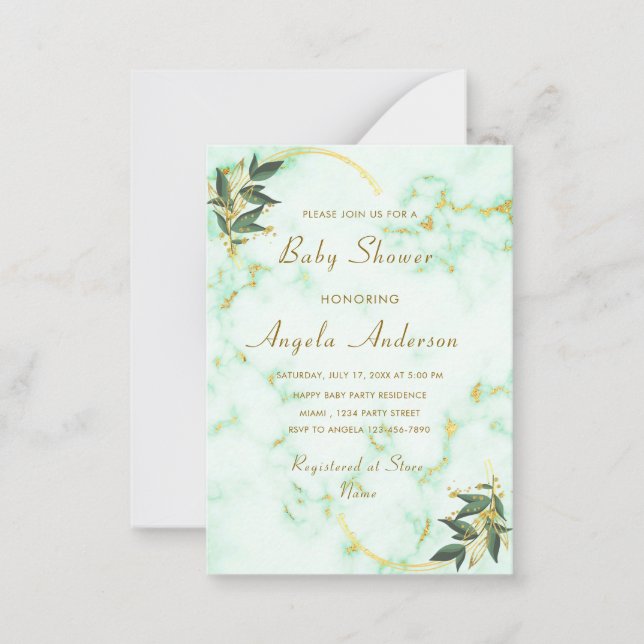 Convite de Chá de Bebê Golden Marble Exemplo (Frente)