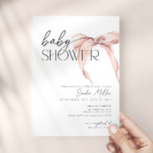 Convite de Chá de Bebê Laço Rosa Coquette Ribbon