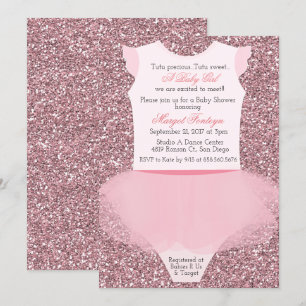 Convite de Chá de Bebê Lantejoulas Bailarina Tutu