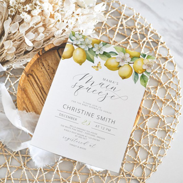 Convite de Chá de Bebê Limões Frutas Citros (Criador carregado)