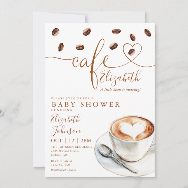 Convite de Chá de Bebê Little Bean Cafe Tudo em Um (Frente)