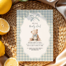 Convite de Chá de Bebê Little Blue Bearly Wait