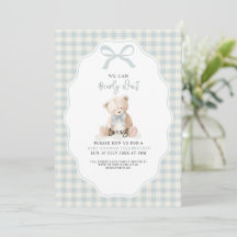 Convite de Chá de Bebê Little Blue Bearly Wait