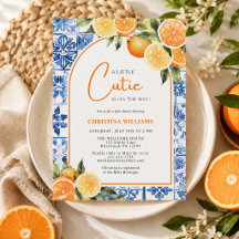 Convite de Chá de Bebê Little Cutie Citrus