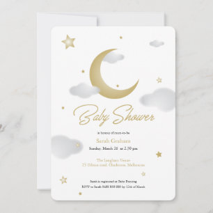 convite de chá de bebê lua e estrelas