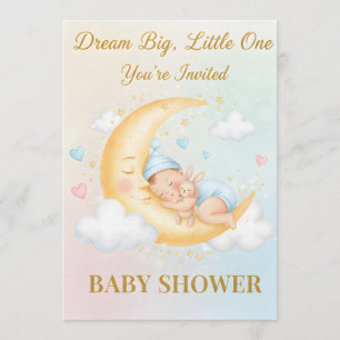 Convite de Chá de Bebê Lua Sonhadora - Bebê Adorme
