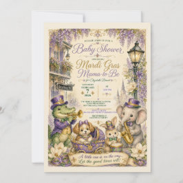 Convite de Chá de Bebê Mardi Gras | Nova Orleans B