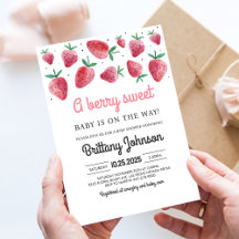 Convite de Chá de Bebê Menina Berry Sweet