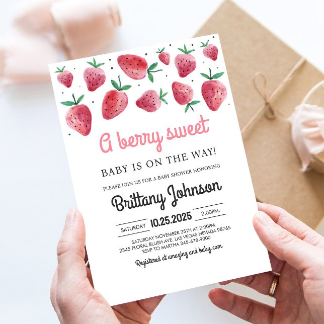 Convite de Chá de Bebê Menina Berry Sweet (Criador carregado)