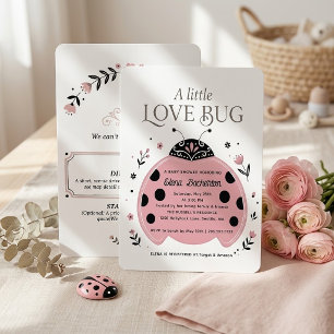 Convite de Chá de Bebê Menina Bug do Amor Pink Lad