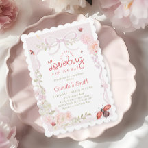 Convite de Chá de Bebê Menina com Laço Floral Love