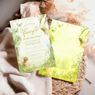convite de chá de bebê menina floresta cogumelo co