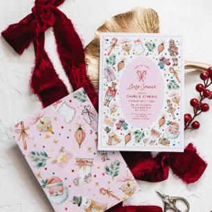 Convite de Chá de Bebê Menina Inverno Rosa