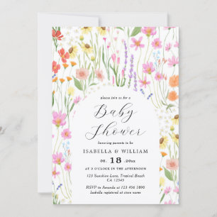 Convite de Chá de Bebê Menina Jardim de Flores Sil