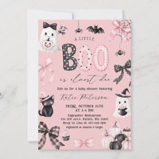 Convite de Chá de Bebê Menina Little Boo Halloween