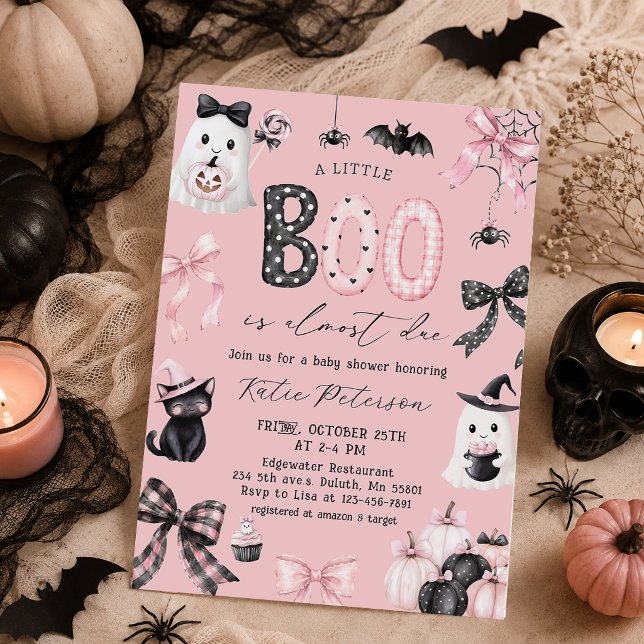 Convite de Chá de Bebê Menina Little Boo Halloween (Criador carregado)