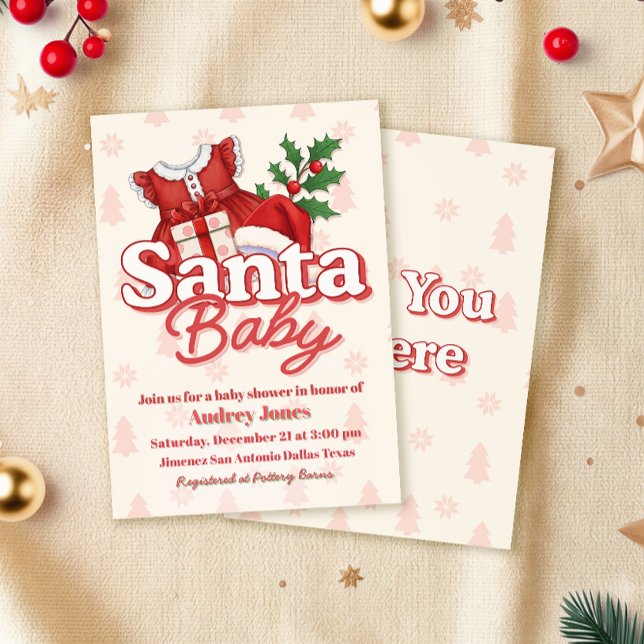Convite de Chá de Bebê Menina Santa Baby (Criador carregado)