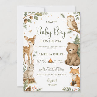 Convite de Chá de Bebê Menino Animais Safari na Se