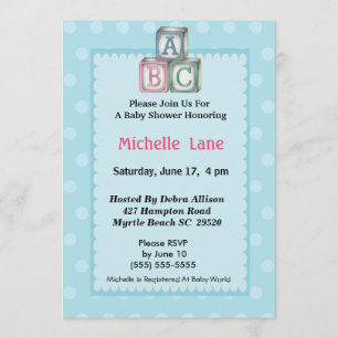 Convite de Chá de Bebê Menino Blocos de Bebê