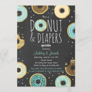 Convite de chá de bebê menino com Donut e Diapers 