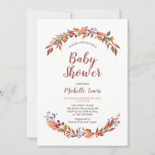 Convite de Chá de Bebê Menino Floral Moderno de Ou