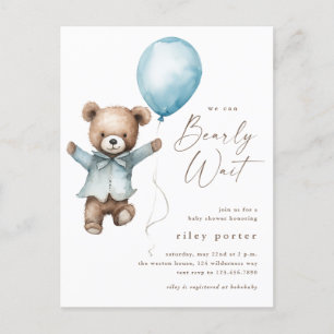 Convite de Chá de Bebê Menino Urso Teddy Mal Podem