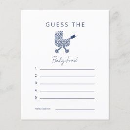 Convite de Chá de Bebê Navy Damask Adivinhe a Comi