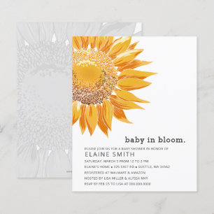 Convite de Chá de Bebê Neutro com Girassóis