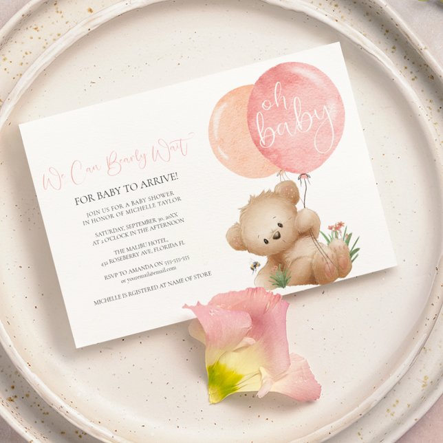 Convite de Chá de Bebê Oh Baby Bear & The Bee (Criador carregado)