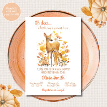 Convite de Chá de Bebê Oh Deer Tema Outono
