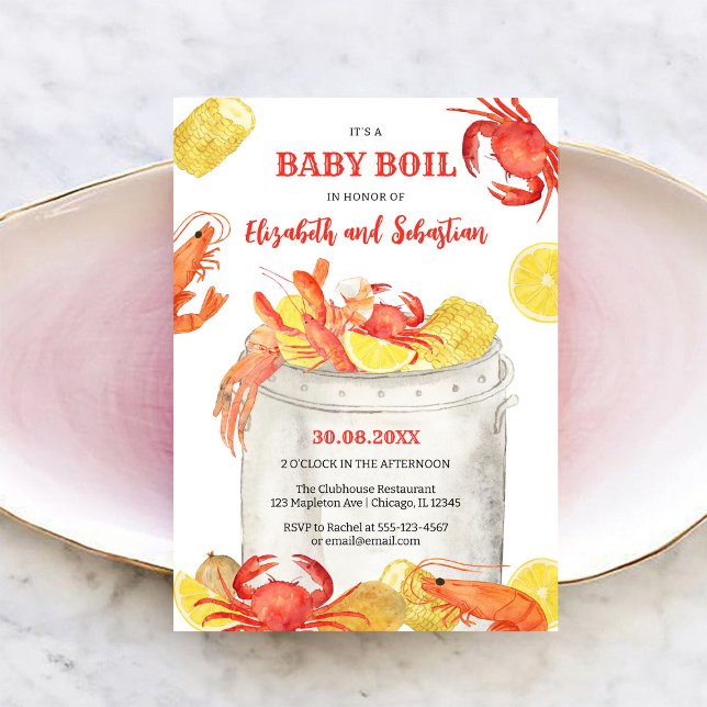 Convite de Chá de Bebê para Boil de Frutos do Mar  (Criador carregado)