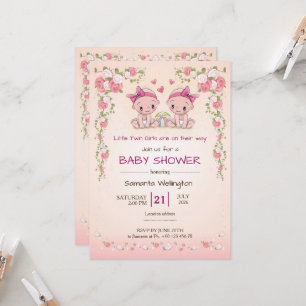Convite de Chá de Bebê para Gêmeas Meninas