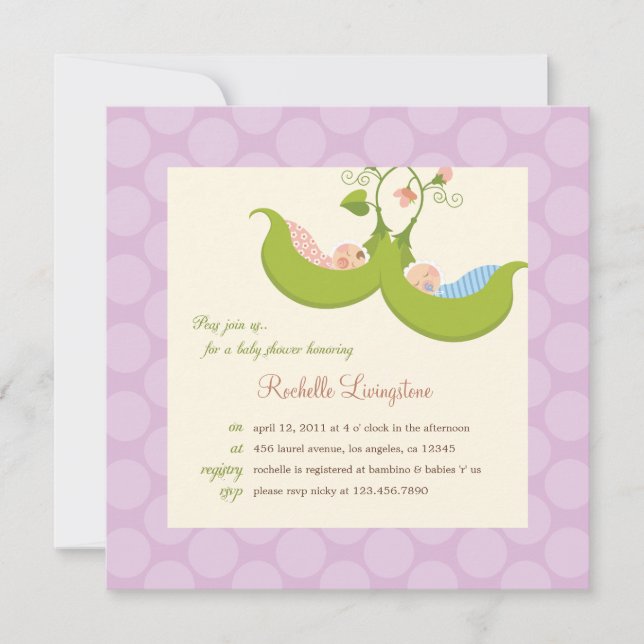 Convite de Chá de Bebê para Gêmeos Menino e Menina (Frente)