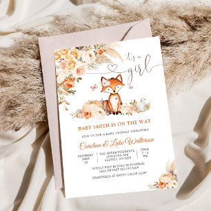 Convite de Chá de Bebê para Menina Raposa Capricho