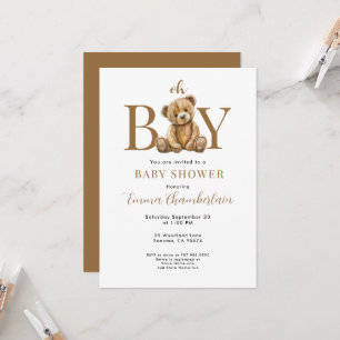 Convite de Chá de Bebê para Menino Urso Teddy Oh M