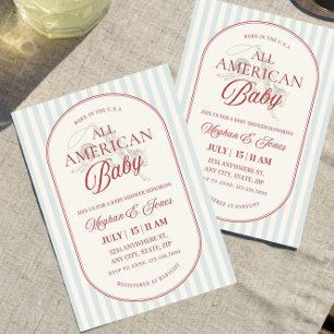 Convite de Chá de Bebê Patriótico Americano, Quatr