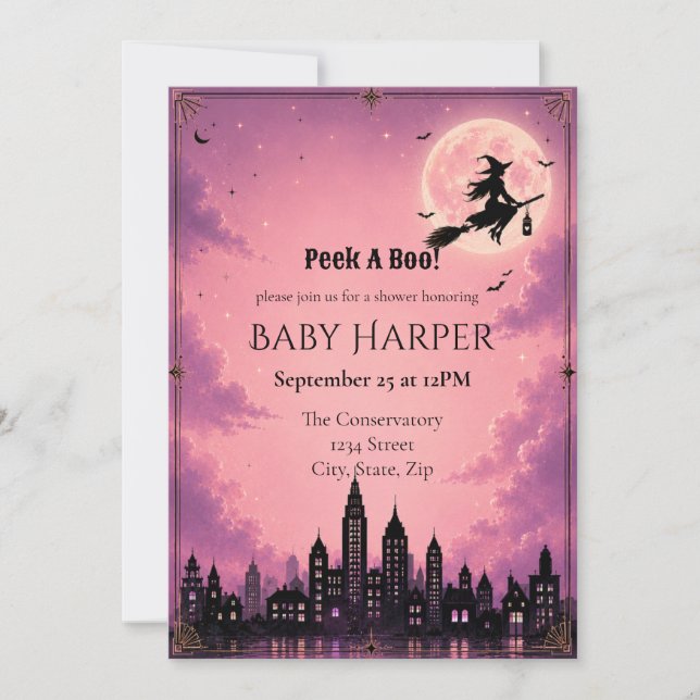 Convite de Chá de Bebê Peek A Boo de Halloween | R (Frente)