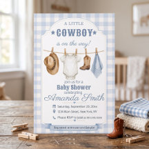 Convite de Chá de Bebê Pequeno Cowboy | Menino Wes