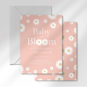 Convite de Chá de Bebê Pink Daisy Baby in Bloom