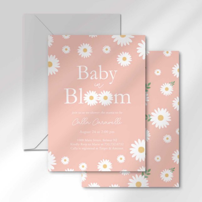 Convite de Chá de Bebê Pink Daisy Baby in Bloom (Criador carregado)