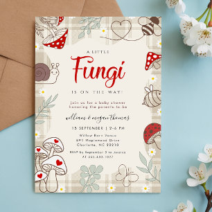 Convite de Chá de Bebê Plaid Check Fungi Snail Woo