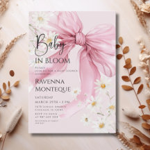 Convite de Chá de Bebê Preppy Baby in Bloom Blush 