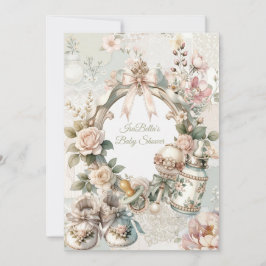 Convite de Chá de Bebê Primeiro Florescer Elegante