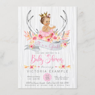Convite de Chá de Bebê Princesa Boho Tribal com Ch