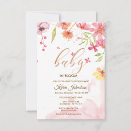 Convite de Chá de Bebê Quadro de Flores Silvestres