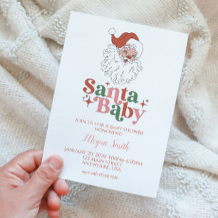 Convite de Chá de Bebê Retrô Santa Baby