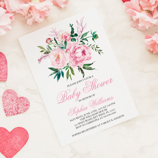 Convite de Chá de Bebê Rosa Bege (Criador carregado)