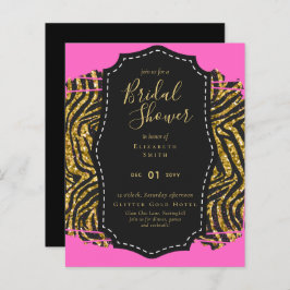 Convite de Chá de Bebê Rosa Dourado Glamouroso Orç