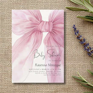 Convite de Chá de Bebê Rosa Soft Preppy
